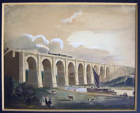 Sankey Viaduct watercolour by TT Bury